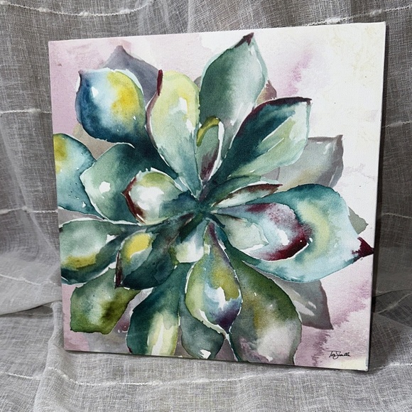 Tre Sorelle Studios "Succulent Watercolor 11" Art Print 11" Stretched Canvas EUC - Picture 2 of 7